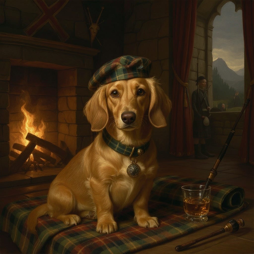 Highland castle pet portrait example