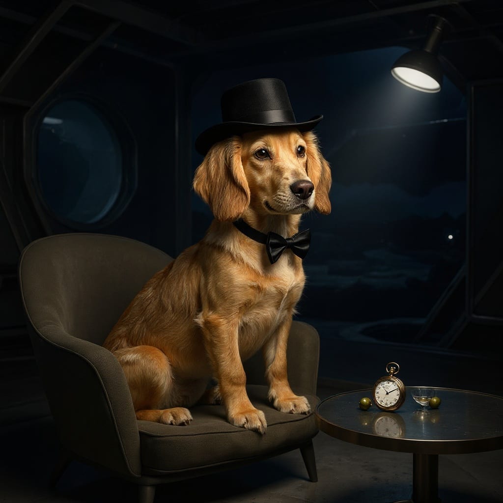 Secret agent pet portrait example