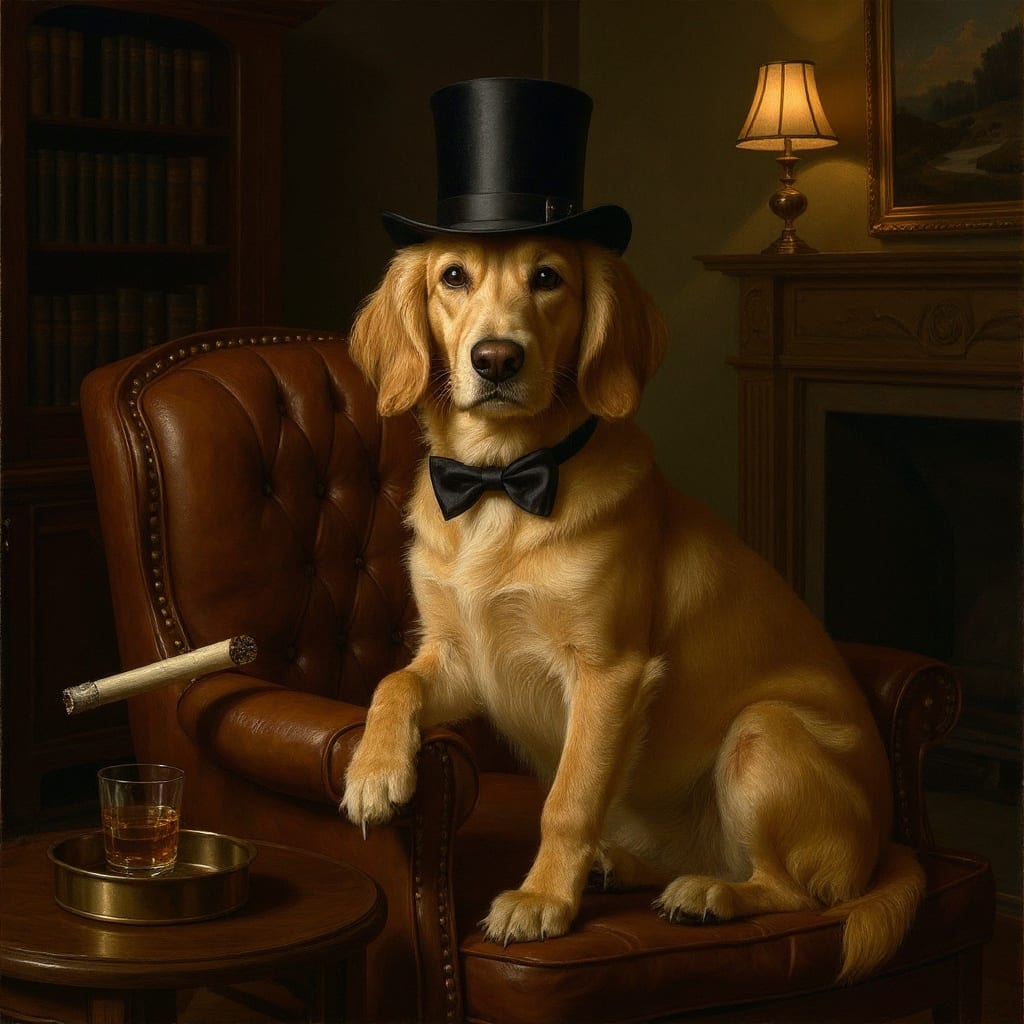 Golden Retriever pet portrait painted by Fancy Pet