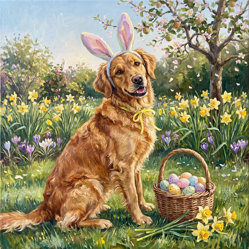 Golden Retriever pet portrait painted by Fancy Pet
