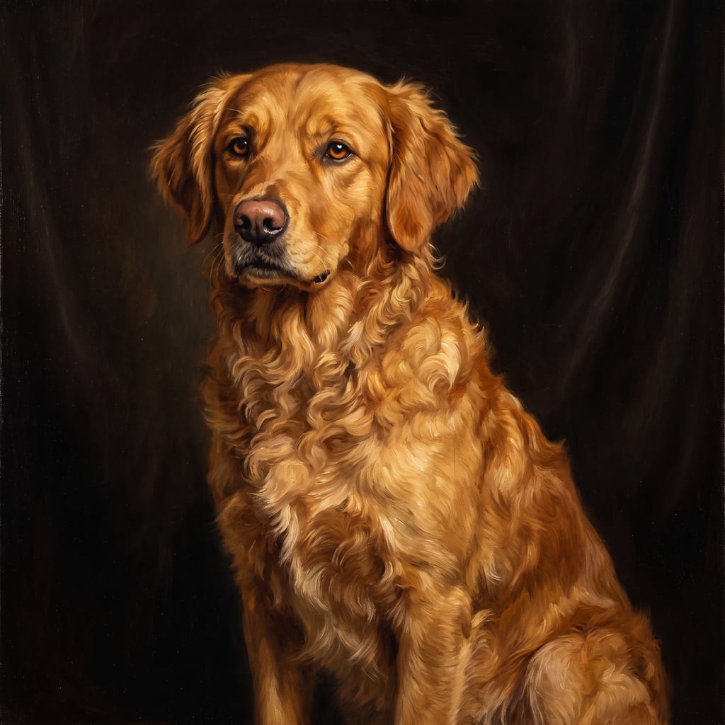 Golden Retriever pet portrait painted by Fancy Pet