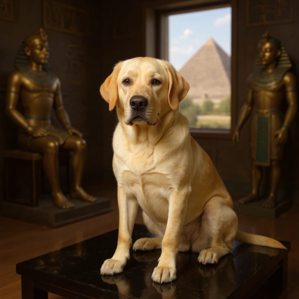 Egyptian throne pet portrait example