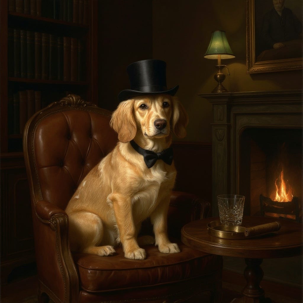 Gentleman's club pet portrait example