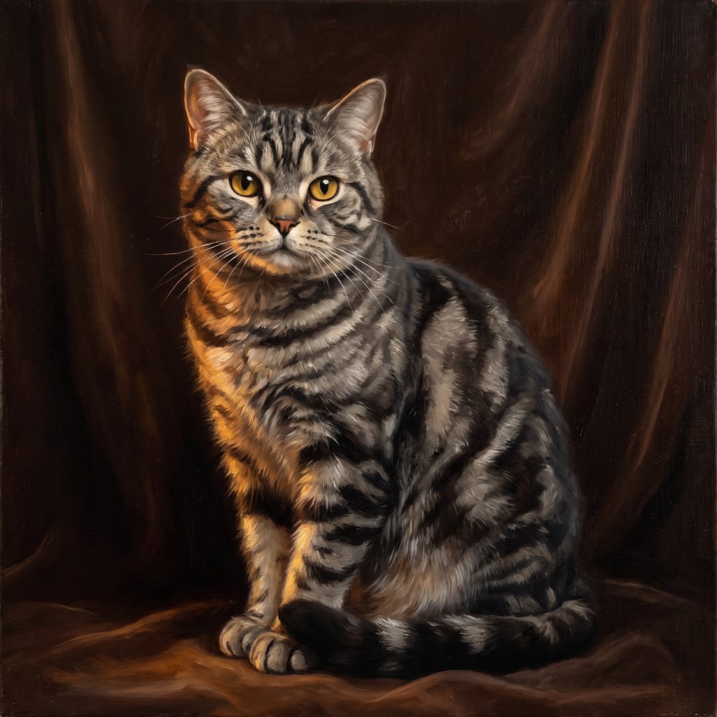 Tabby Cat pet portrait painted by Fancy Pet